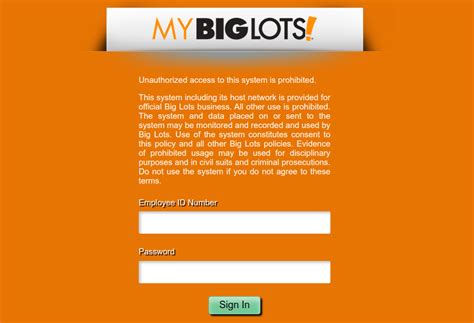 This system including its host network is provided for official Big Lots business. . Mybiglots net employee login